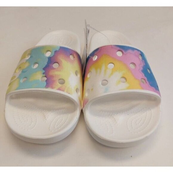 Crocs Classic Womens 8 Mens 10 Tiedye Graphic Slide Sandal Slip On Comfort Shoes - Picture 5 of 8